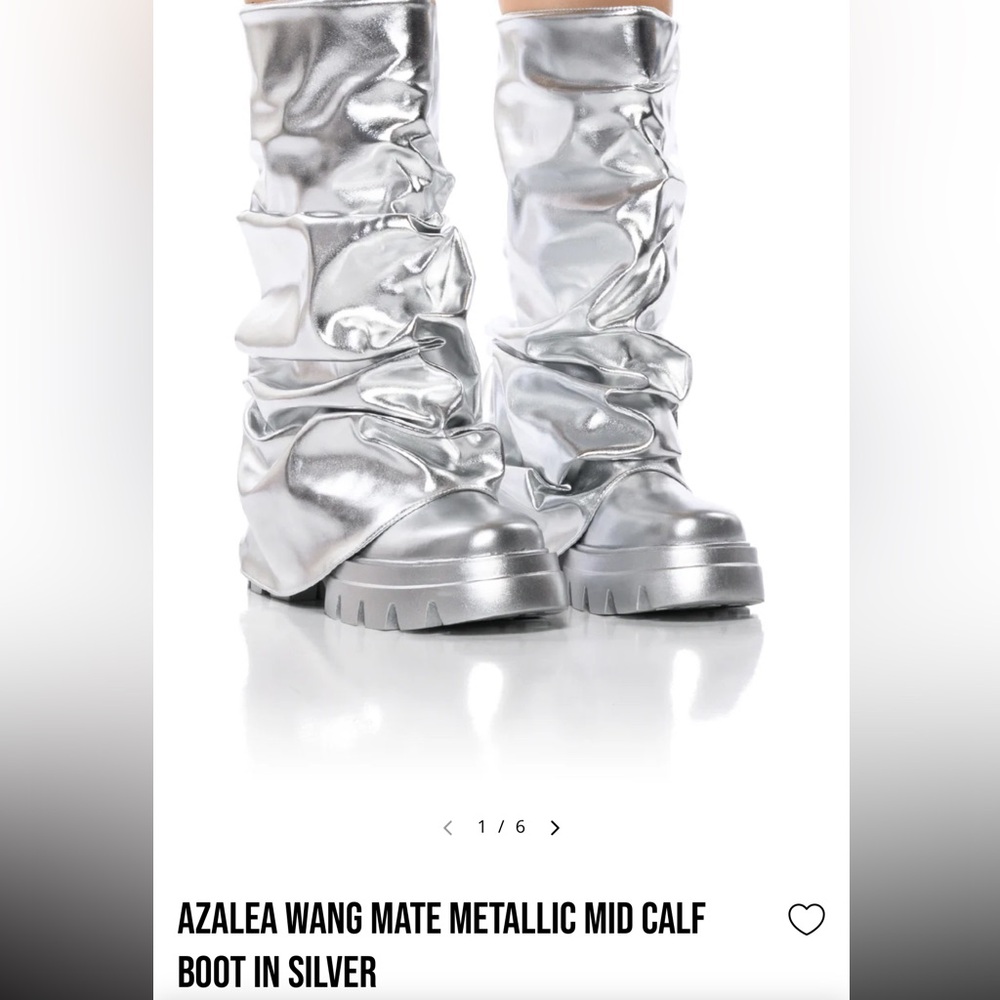 Azalea Wang Metallic Silver Combat Boots
